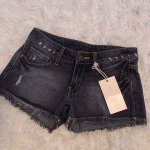 Liberty Wins Distressed Gray Denim Mini Shorts